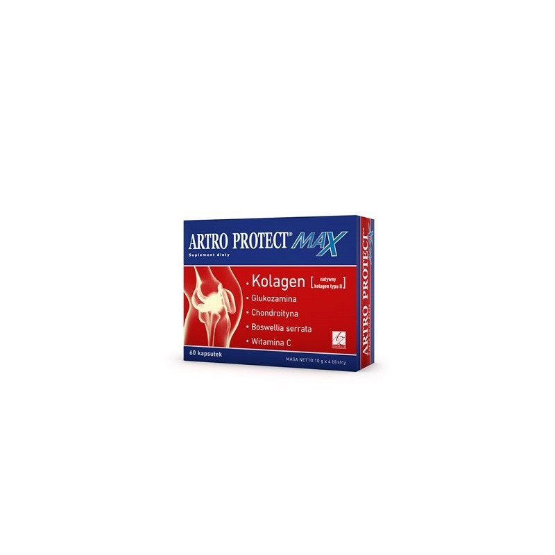 Artro Protect max kolagen, glukozamina,chondroityna,kw.boswolinowy,wit.C 60 kaps. Stawy A-Z MEDICA