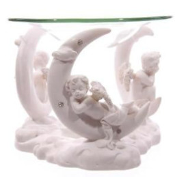 Biała figurka Cherubinówi z naczynkiem wys.10 cm, śr.12 cm CHE43 Puckator