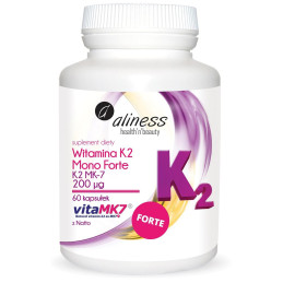 Witamina K2 Mono Forte K2 MK-7 200 mcg (60 kapsułek) Aliness (02.2023)