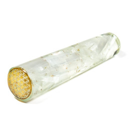 Orgonitowa różdżka do masażu z selenitem + kwiat życia (10 cm)